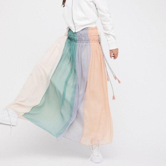 Antik Batik Cleo Pastel Silk Chiffon Maxi Skirt - Picture 6 of 6